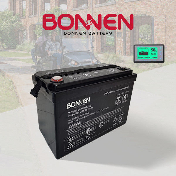Golf Cart 12V 100Ah Lifepo4 Lithium Baterai 6000 Siklus 150A BMS Lithium Baterai Penggantian